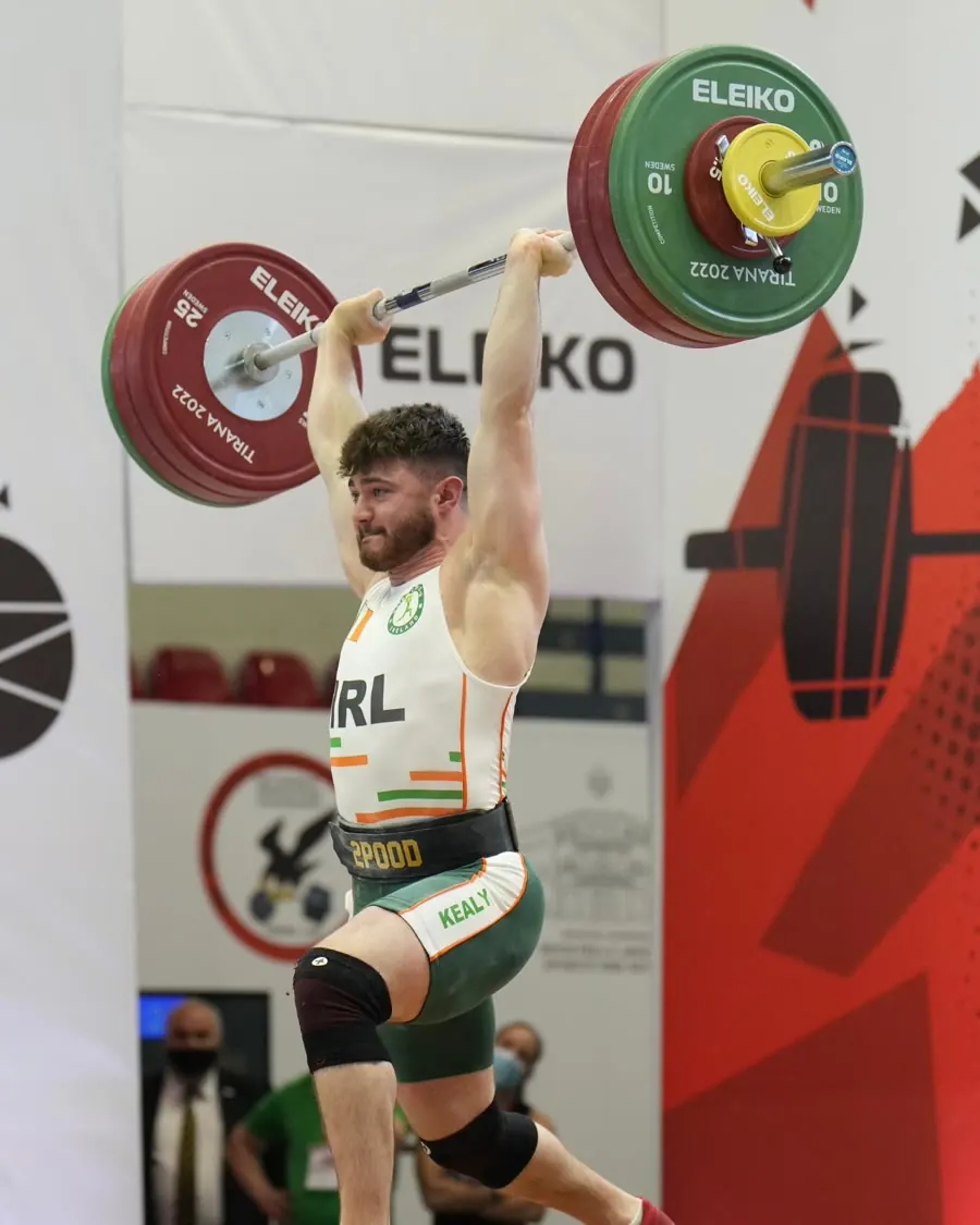 Eoin Kealy competing for Ireland in Olympic weightlifting